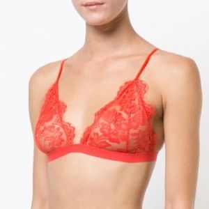 ANINE BING Floral Lace Bra - Red (S)